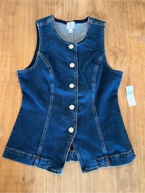 Maeve Crew-Neck Denim Vest Size XS